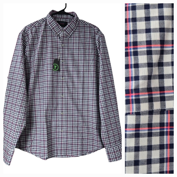 Twillory Other - Twillory Untuckable Glow Button-Down Shirt Tailored Fit Plaid Check‎